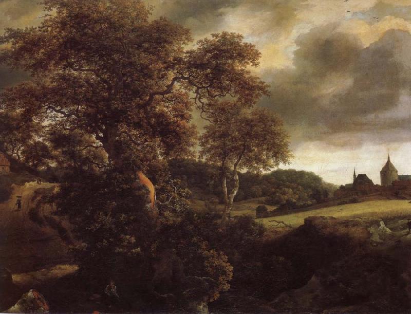 Jacob van Ruisdael Hilly Landscape with a great oak and a Grainfield oil painting image